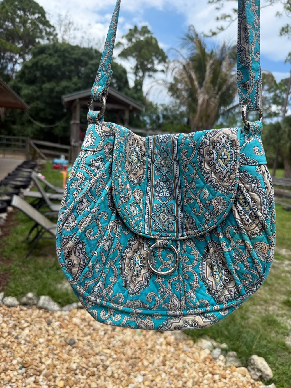 Vera Bradley Quilted Teal Paisley Crossbody Bag - Women Bags